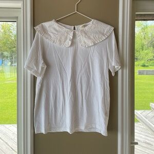 H&M White T-Shirt with large collar